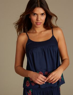 Modal Blend Embroidered Camisole Pyjama Top